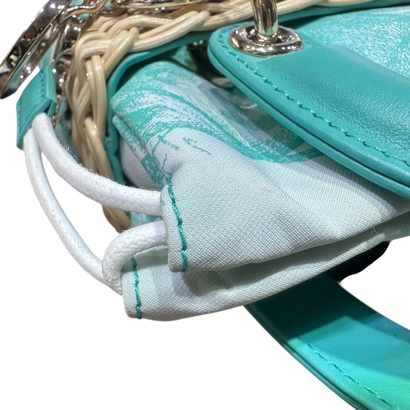 【美收精品】LADY DIOR tiffany綠mini竹籐手提包 4-906-14