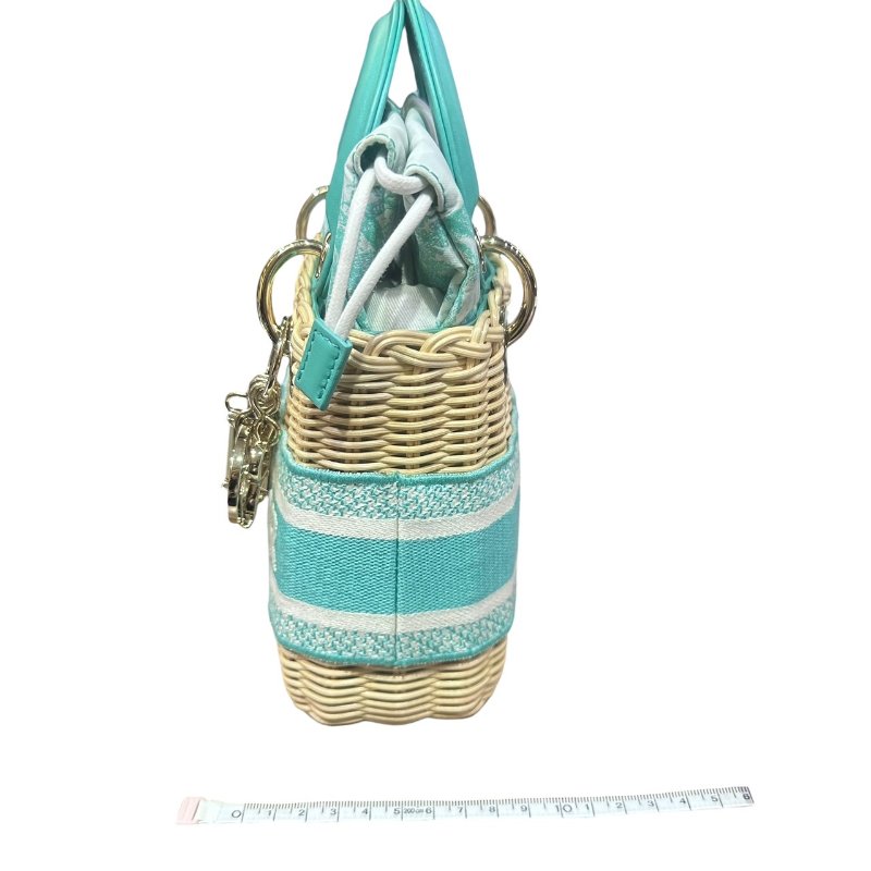 【美收精品】LADY DIOR tiffany綠mini竹籐手提包 4-906-23