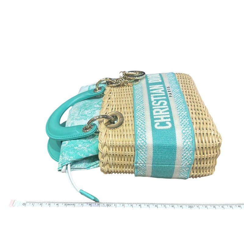 【美收精品】LADY DIOR tiffany綠mini竹籐手提包 4-906-24