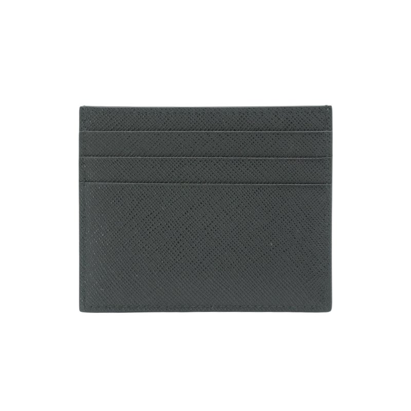 Prada Saffiano 金浮雕logo防刮皮革六卡卡夾(1MC025-黑)-2