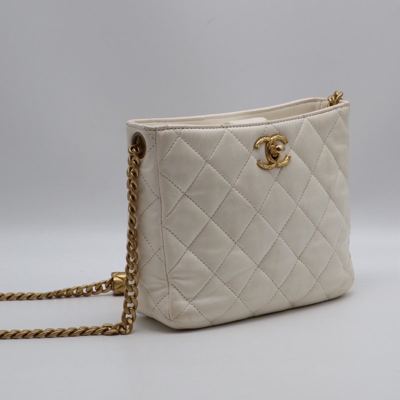 CHANEL 23B金柱調節釦Hobo - 白金-10