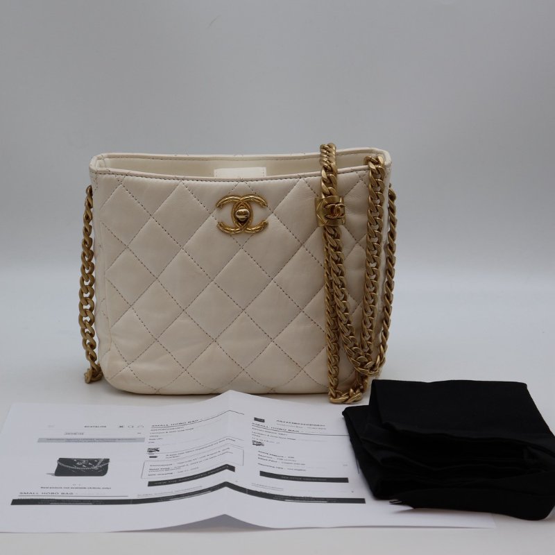 CHANEL 23B金柱調節釦Hobo - 白金-12