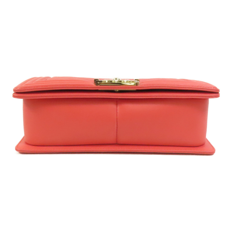 CHANEL 羊皮皮革Boy 25金扣鏈帶肩背袋-3