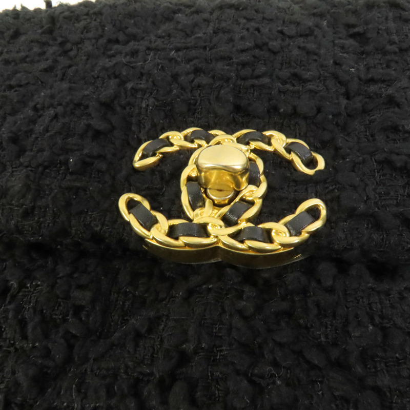 CHANEL Tweed Chanel 19 Small銀扣鏈帶手挽肩背兩用袋-5