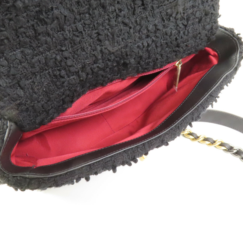 CHANEL Tweed Chanel 19 Small銀扣鏈帶手挽肩背兩用袋-6
