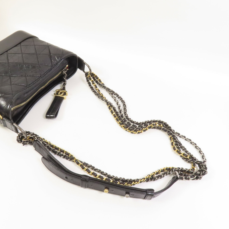 CHANEL 牛皮皮革Gabrielle Small金扣鏈帶肩背袋-4