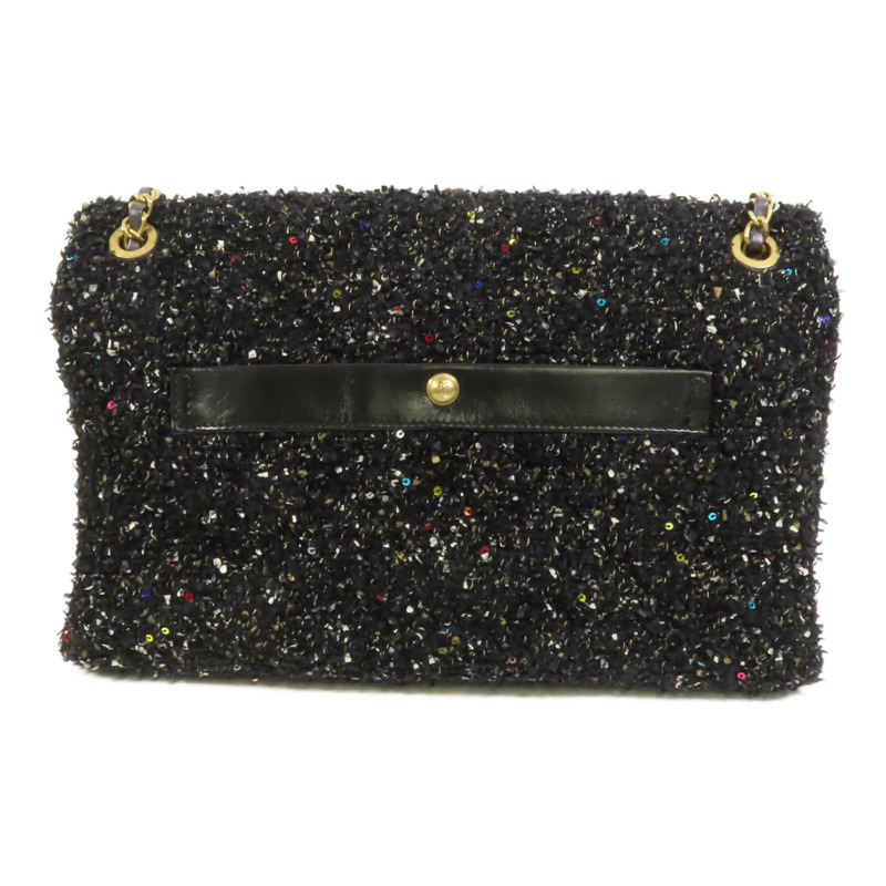 CHANEL Tweed/牛皮皮革2 Way Shoulder金扣鏈帶手挽肩背兩用袋-1