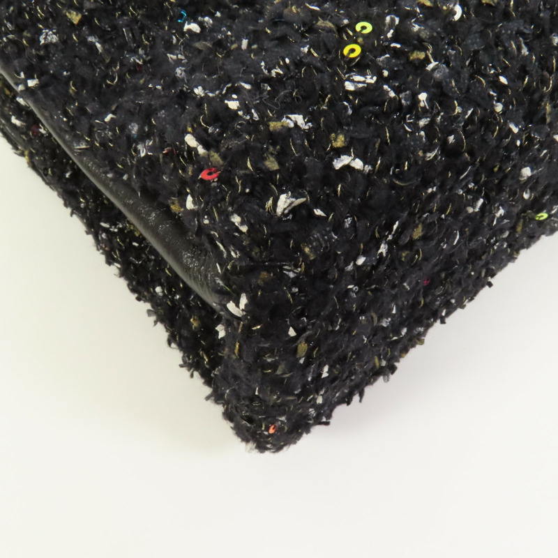 CHANEL Tweed/牛皮皮革2 Way Shoulder金扣鏈帶手挽肩背兩用袋-13