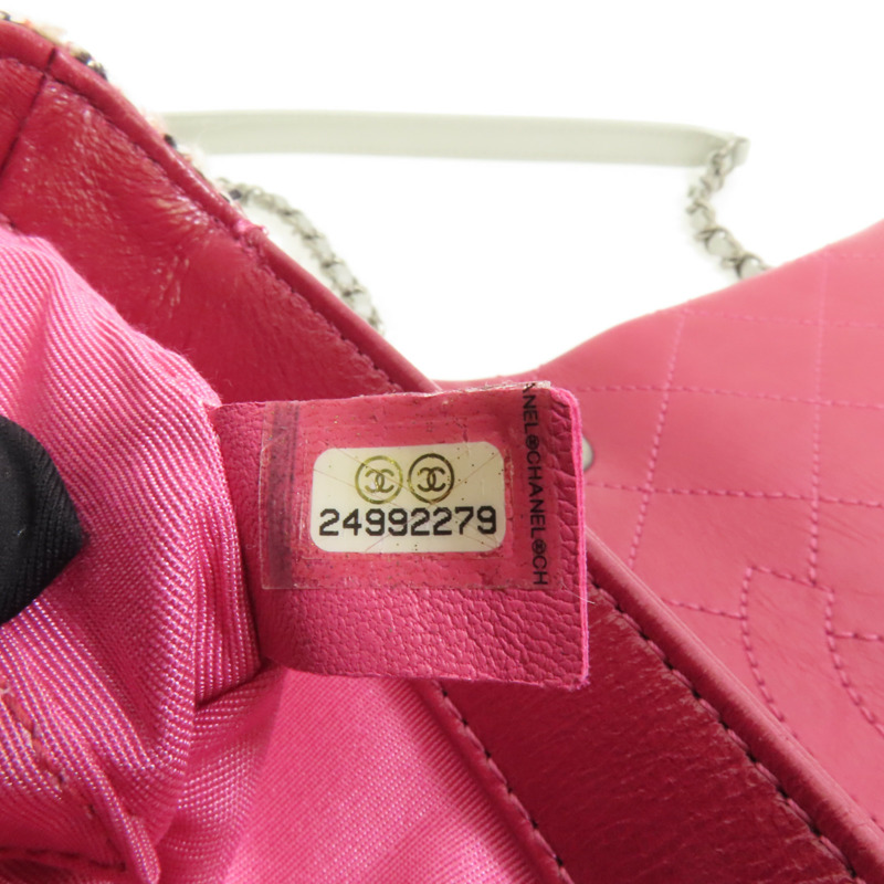 CHANEL Tweed/牛皮皮革Chain Shoulder Flap Bag銀扣鏈帶肩背袋-9