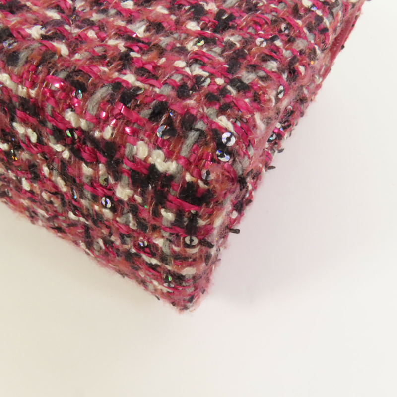 CHANEL Tweed/牛皮皮革Chain Shoulder Flap Bag銀扣鏈帶肩背袋-12