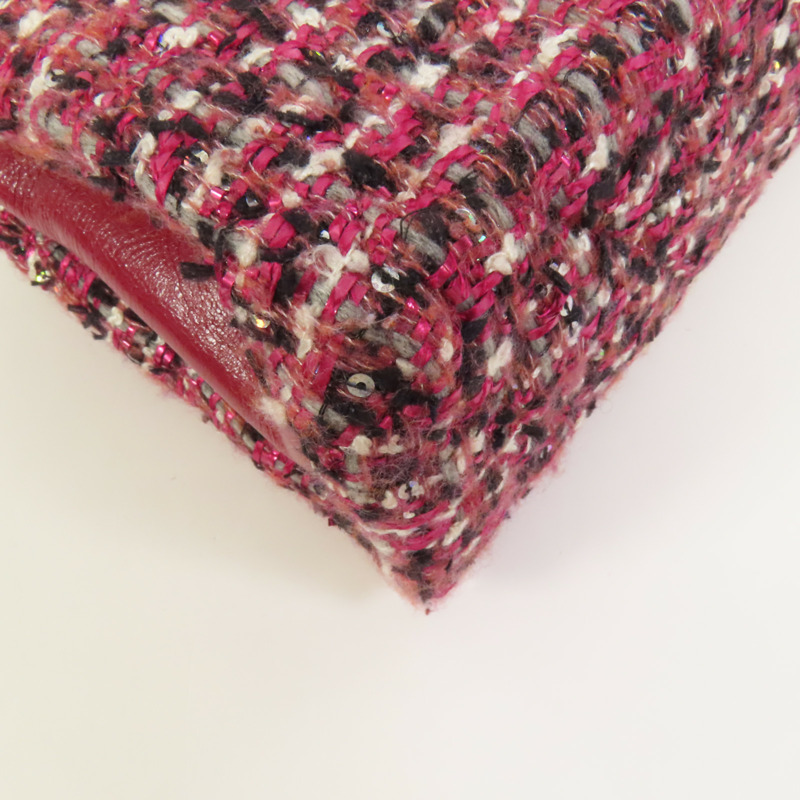 CHANEL Tweed/牛皮皮革Chain Shoulder Flap Bag銀扣鏈帶肩背袋-13