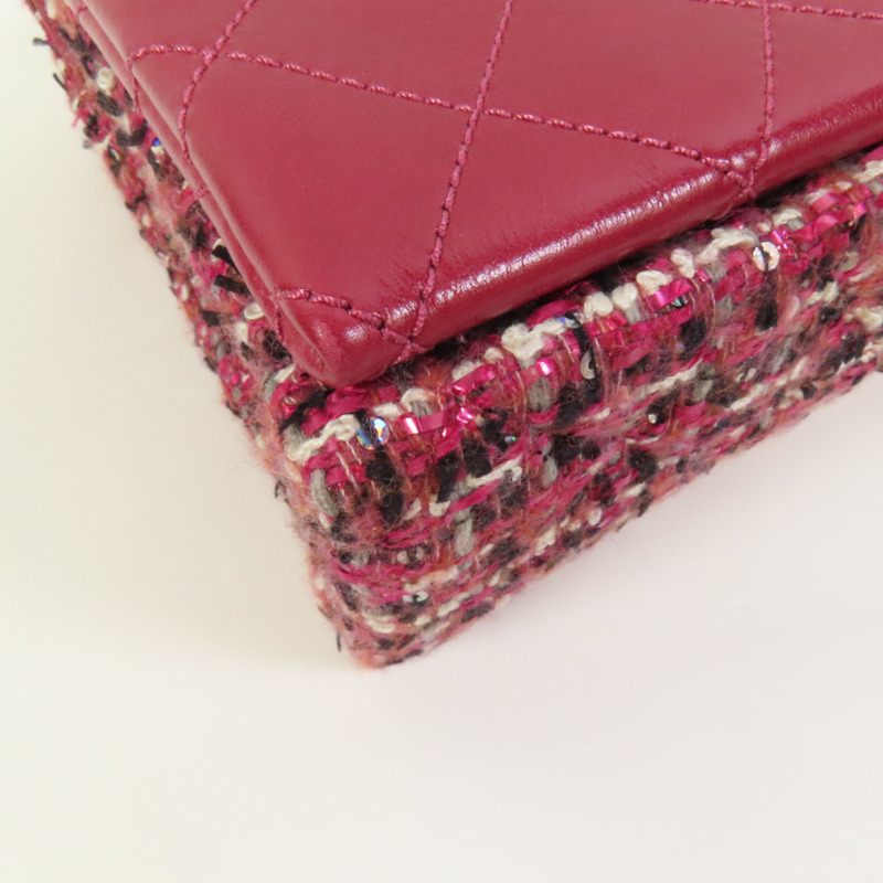 CHANEL Tweed/牛皮皮革Chain Shoulder Flap Bag銀扣鏈帶肩背袋-14