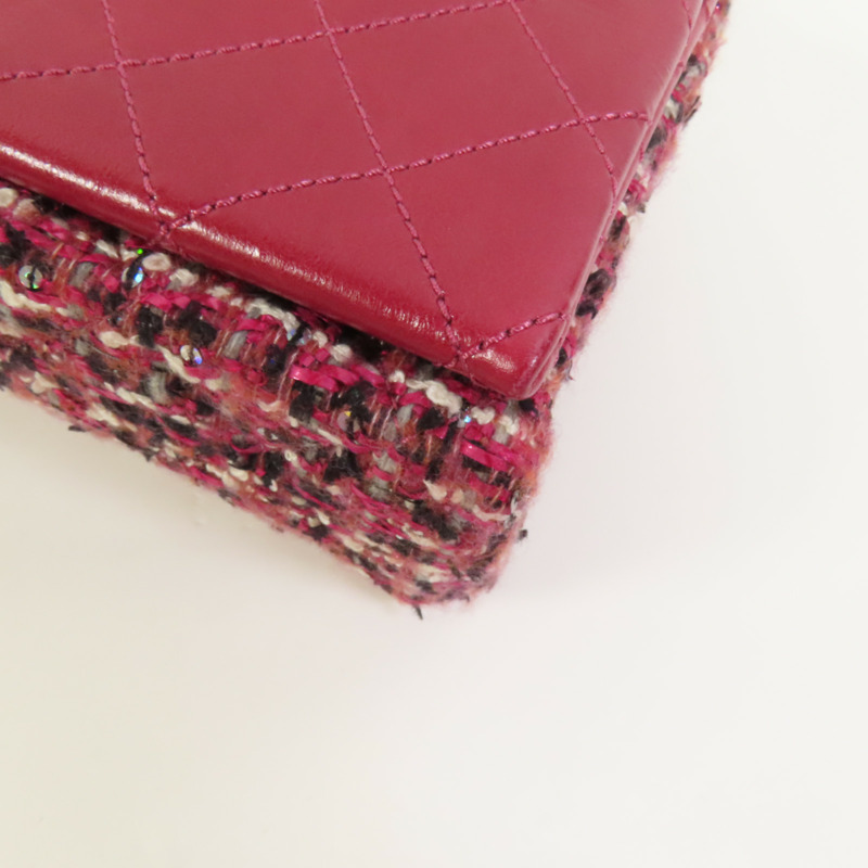 CHANEL Tweed/牛皮皮革Chain Shoulder Flap Bag銀扣鏈帶肩背袋-15