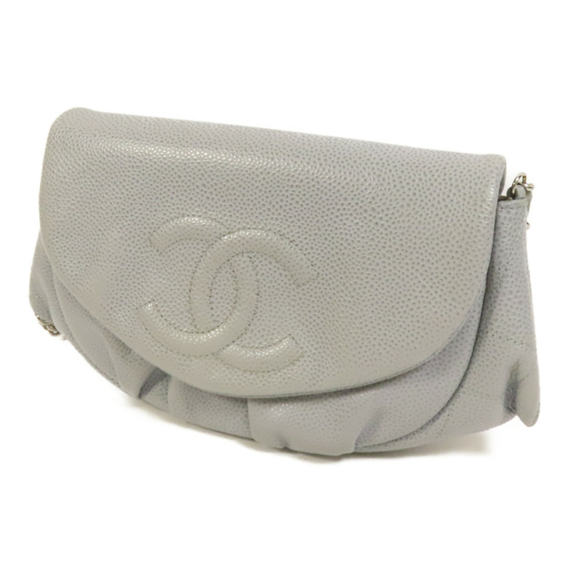 CHANEL 牛皮皮革Chain Shoulder銀扣鏈帶肩背袋-2