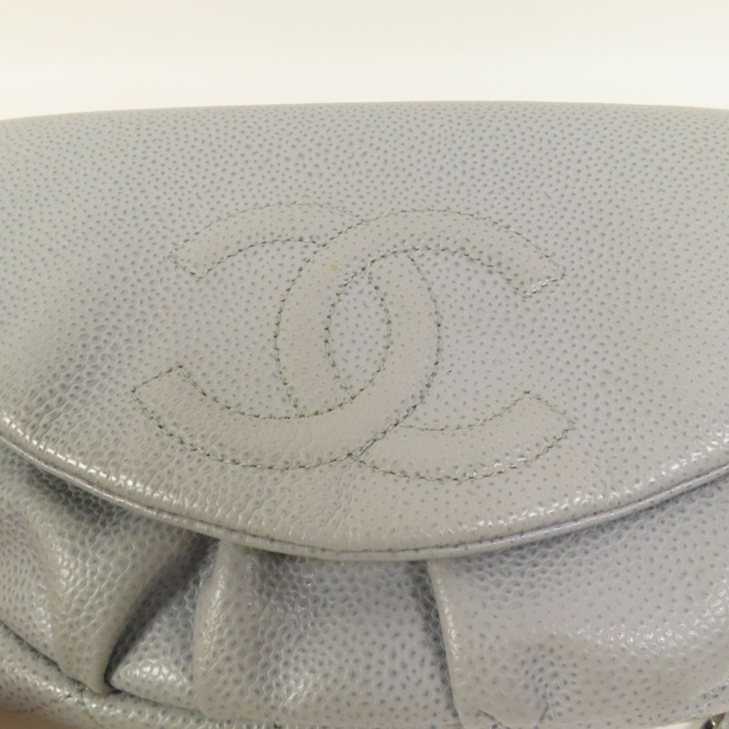 CHANEL 牛皮皮革Chain Shoulder銀扣鏈帶肩背袋-5