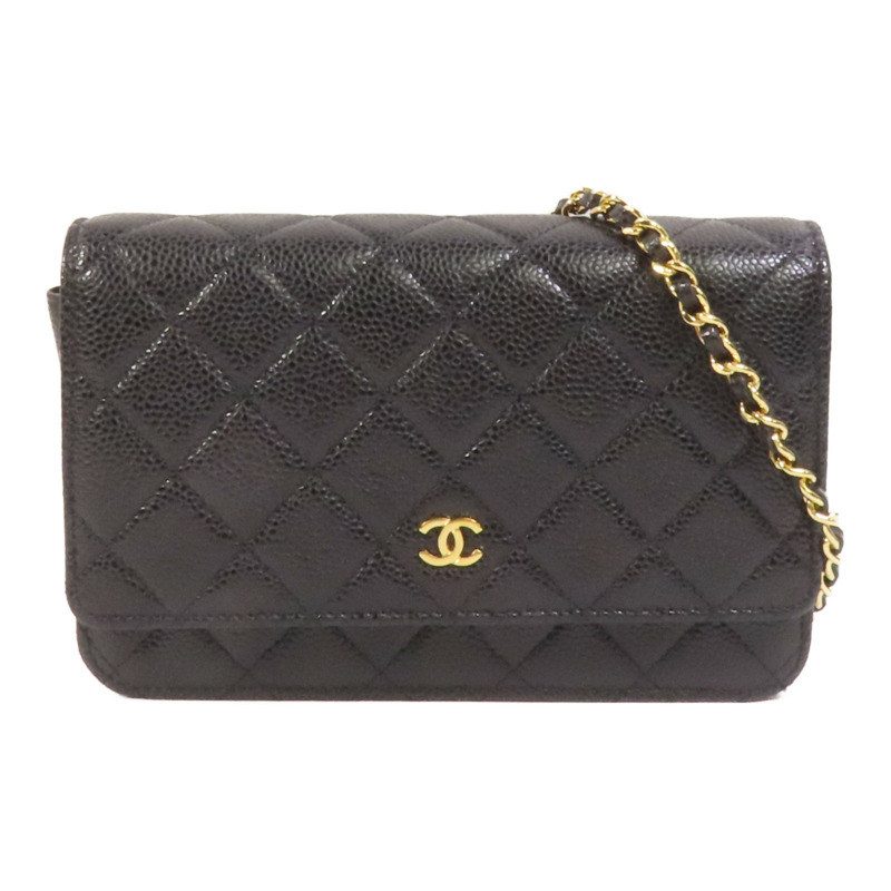 CHANEL 牛皮皮革WOC Wallet On Chain金扣鏈帶肩背袋-0