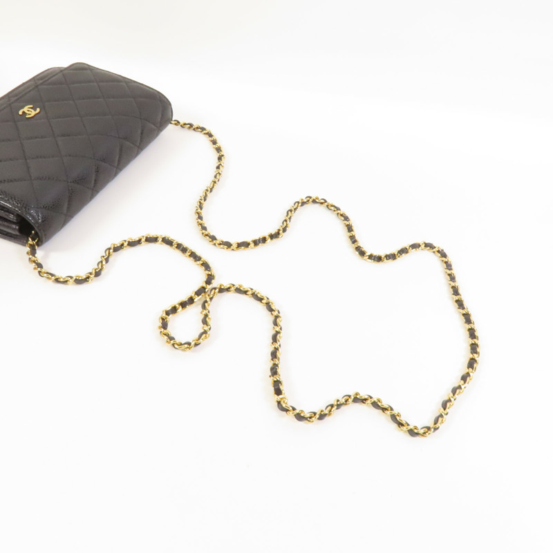 CHANEL 牛皮皮革WOC Wallet On Chain金扣鏈帶肩背袋-4