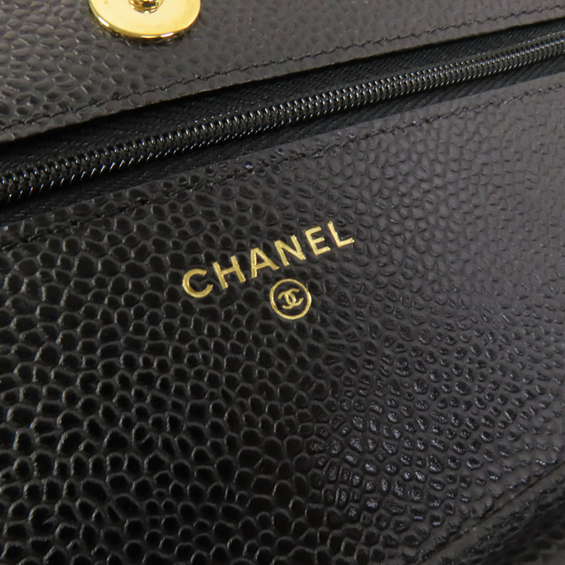 CHANEL 牛皮皮革WOC Wallet On Chain金扣鏈帶肩背袋-6