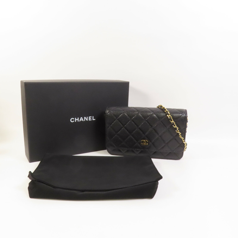 CHANEL 牛皮皮革WOC Wallet On Chain金扣鏈帶肩背袋-10