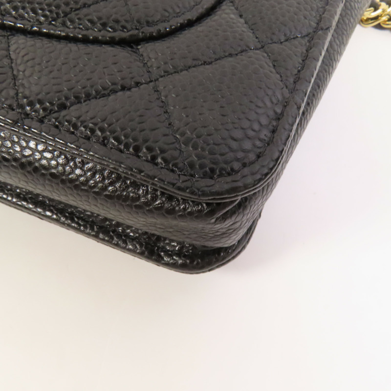 CHANEL 牛皮皮革WOC Wallet On Chain金扣鏈帶肩背袋-11