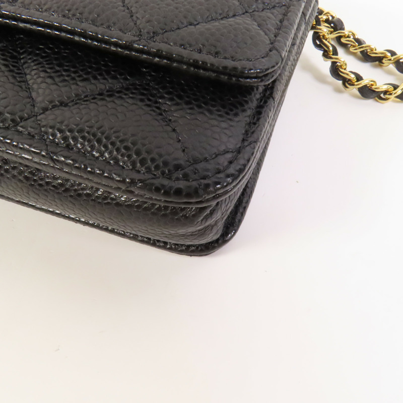 CHANEL 牛皮皮革WOC Wallet On Chain金扣鏈帶肩背袋-14