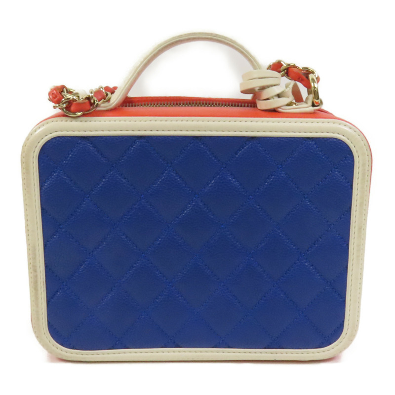 CHANEL 牛皮皮革Vanity Case金扣鏈帶手挽肩背兩用袋-1
