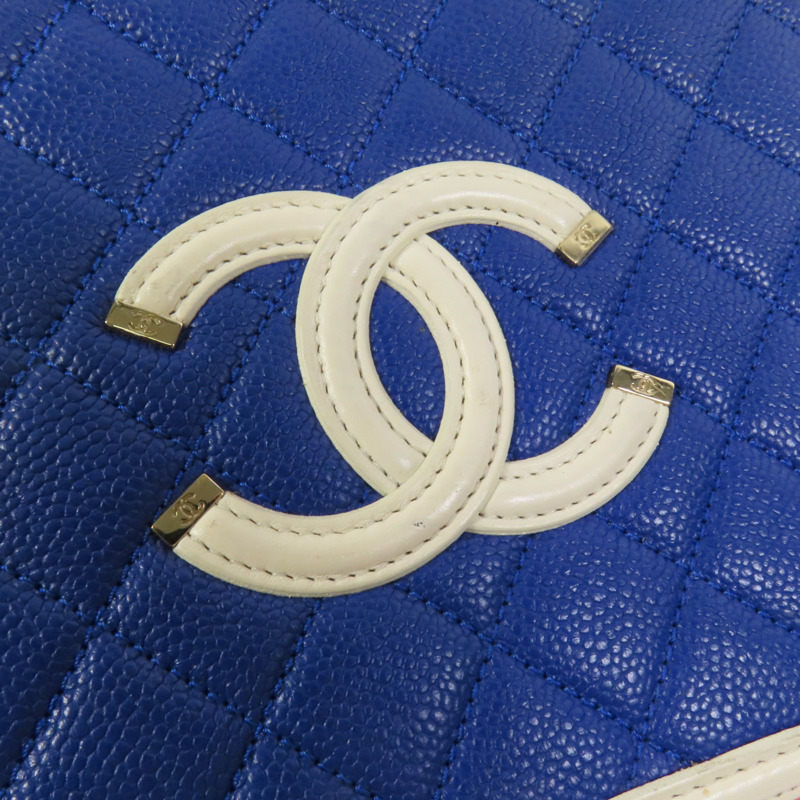 CHANEL 牛皮皮革Vanity Case金扣鏈帶手挽肩背兩用袋-7