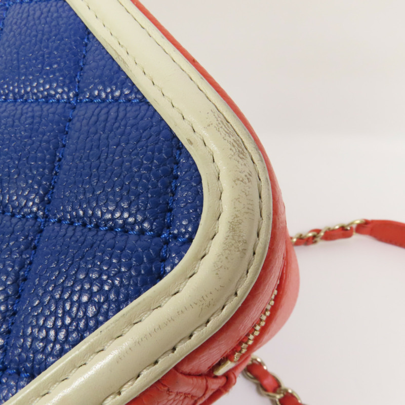 CHANEL 牛皮皮革Vanity Case金扣鏈帶手挽肩背兩用袋-15