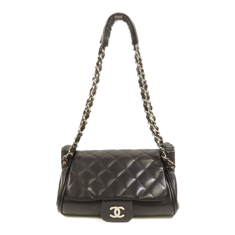 CHANEL 羊皮皮革Shoulder Bag銀扣鏈帶肩背袋-0