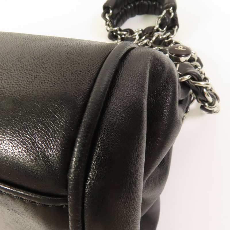 CHANEL 羊皮皮革Shoulder Bag銀扣鏈帶肩背袋-11