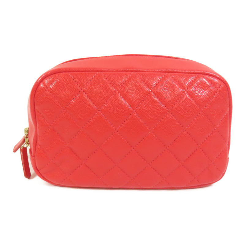 CHANEL 牛皮皮革Pouch金扣手拿包-1