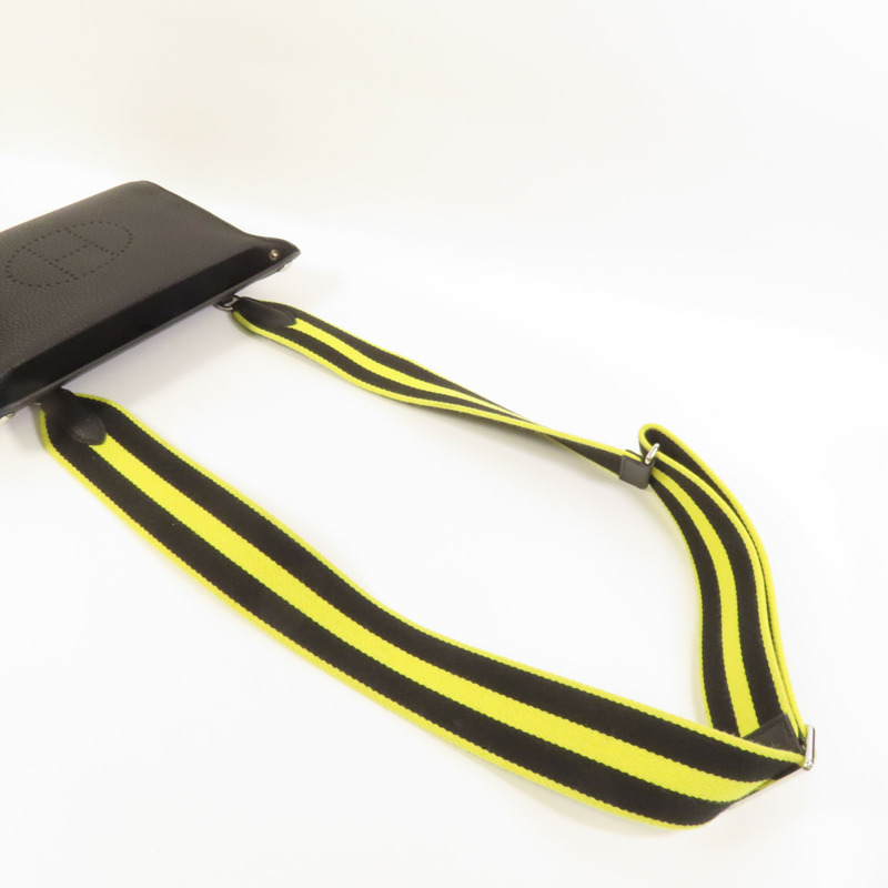 HERMES Togo皮革Videpoches銀扣肩背袋Noir-4