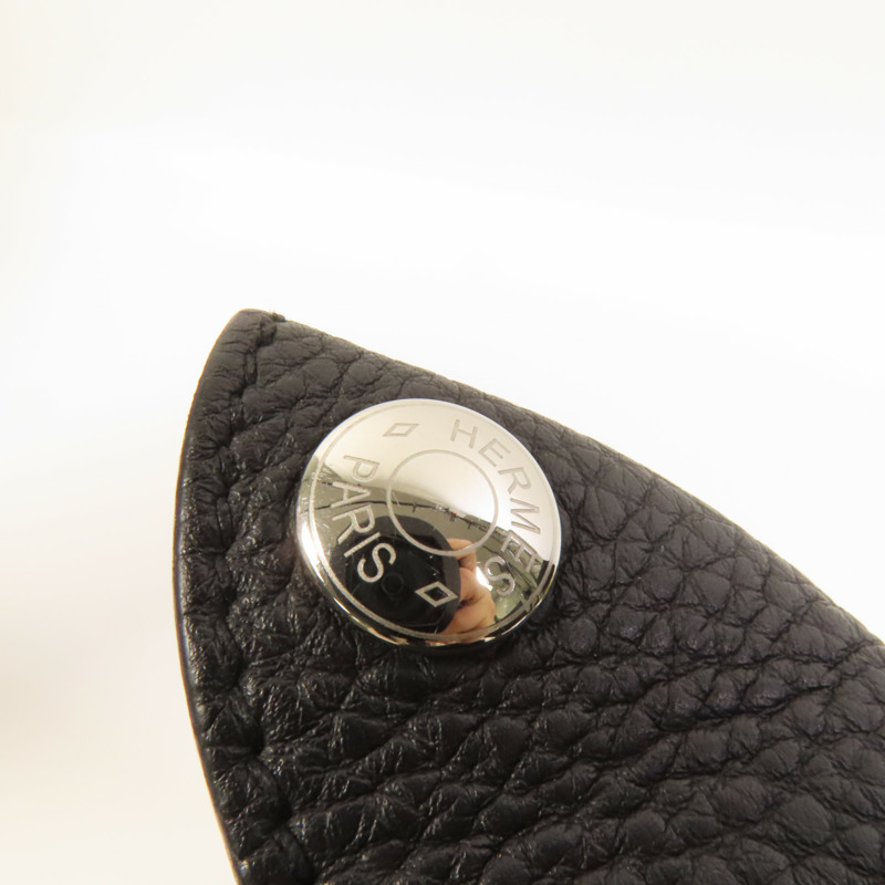 HERMES Togo皮革Videpoches銀扣肩背袋Noir-5