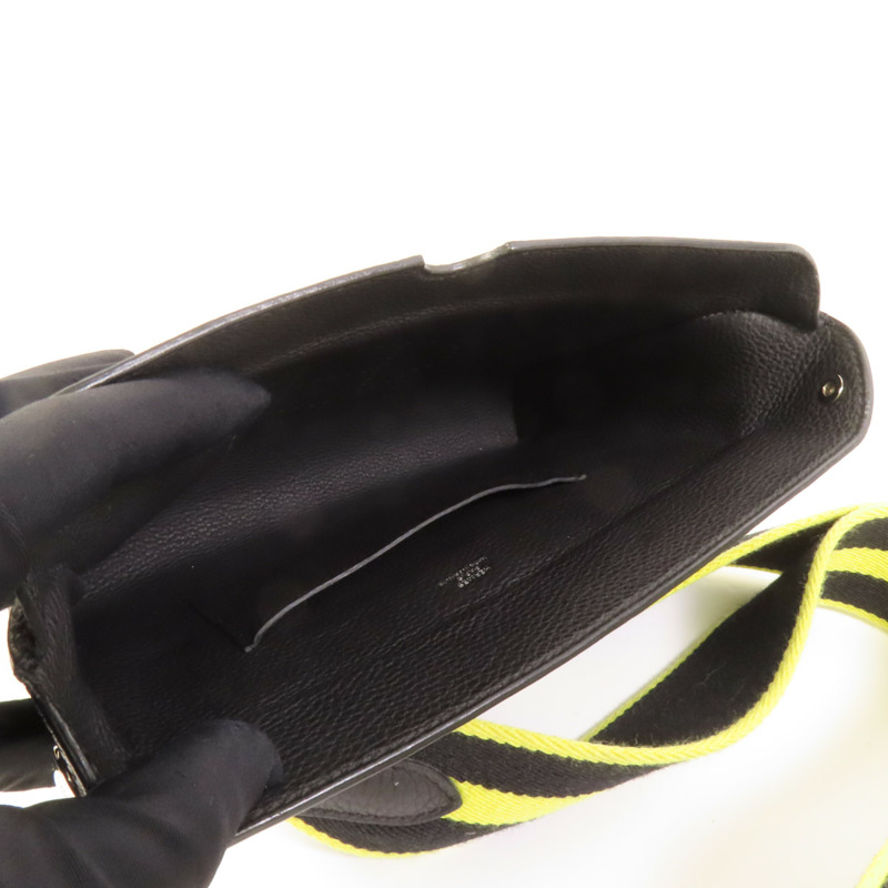 HERMES Togo皮革Videpoches銀扣肩背袋Noir-6