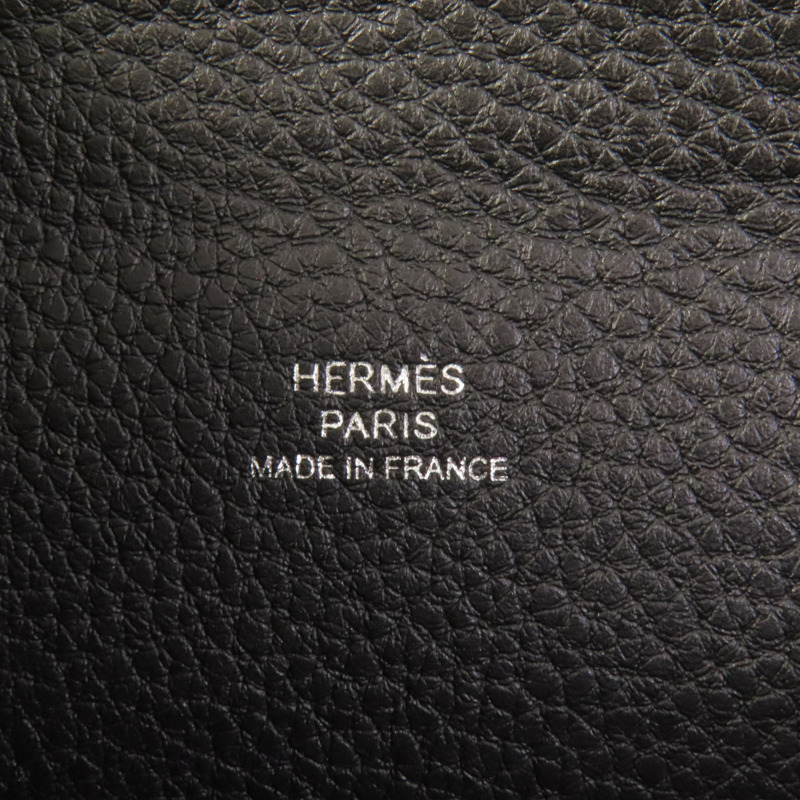 HERMES Togo皮革Videpoches銀扣肩背袋Noir-7