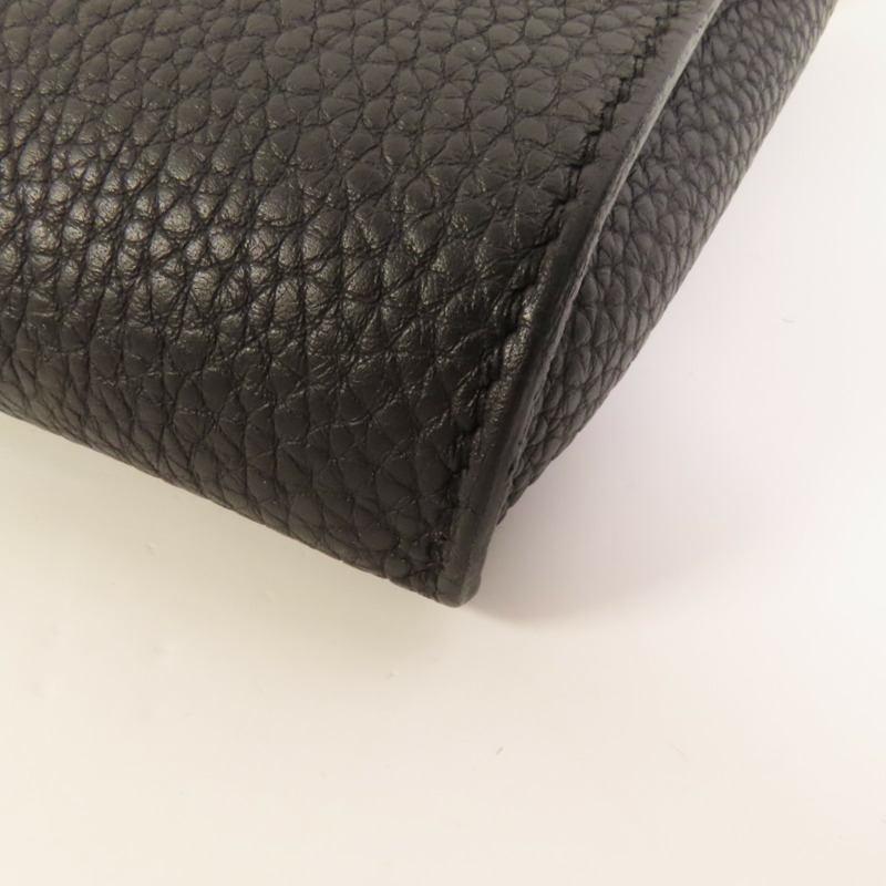 HERMES Togo皮革Videpoches銀扣肩背袋Noir-9