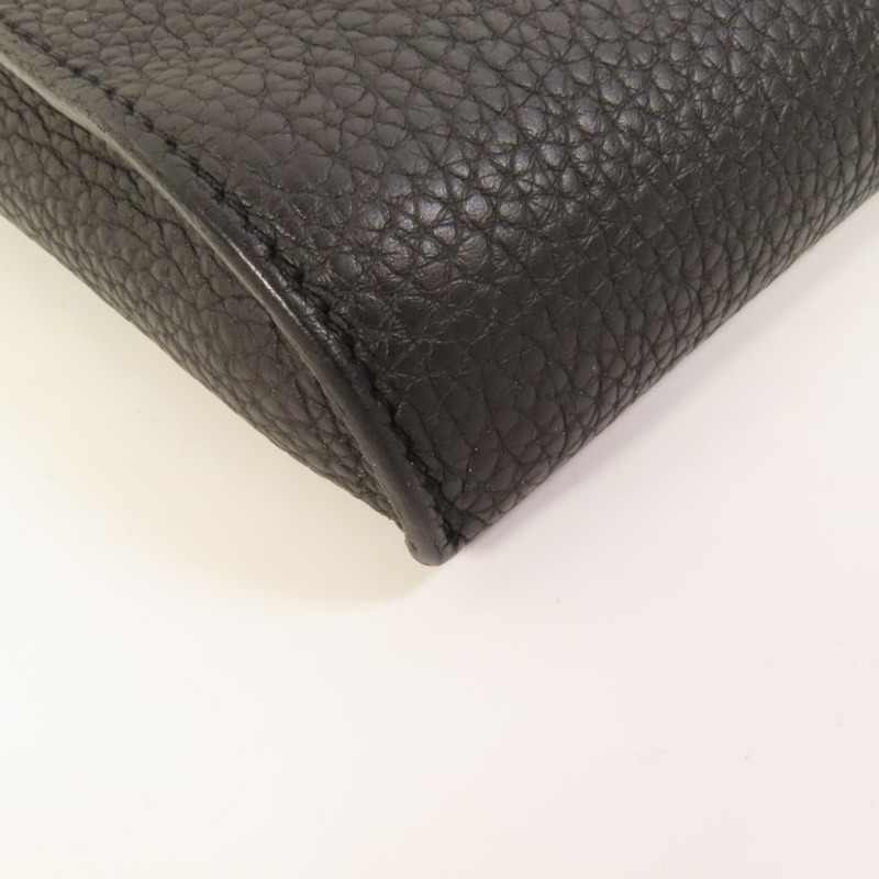 HERMES Togo皮革Videpoches銀扣肩背袋Noir-10