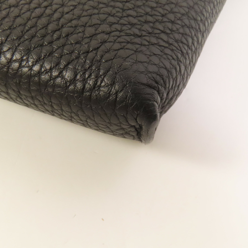 HERMES Togo皮革Videpoches銀扣肩背袋Noir-11