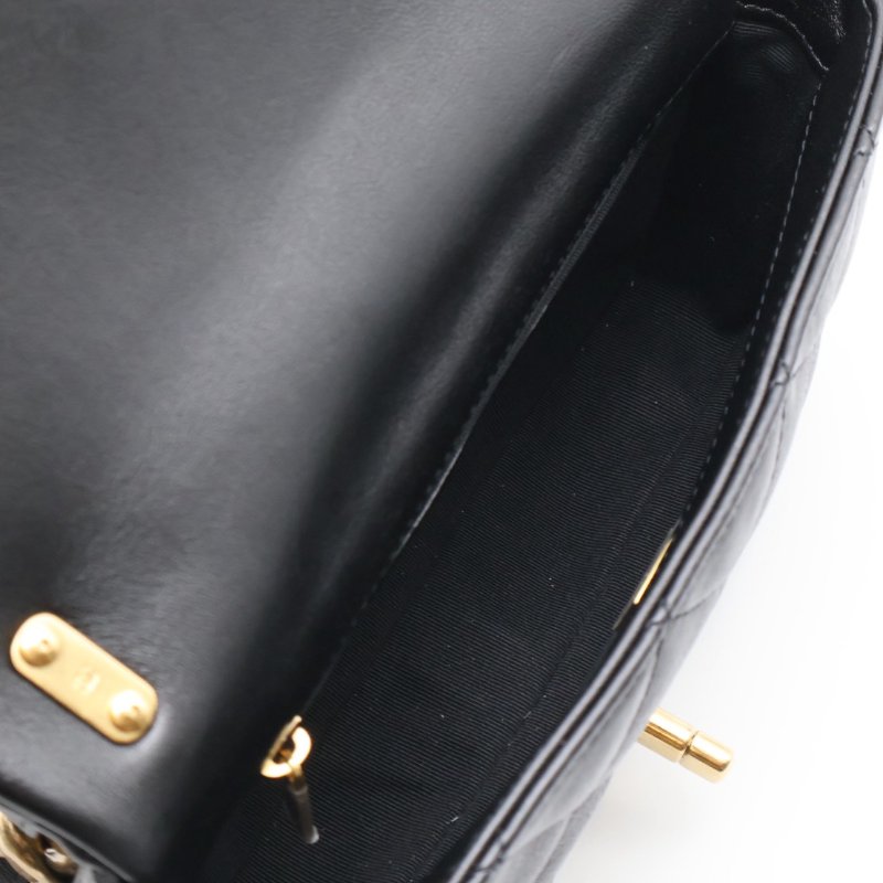 CHANEL 23P羊皮粗鍊單肩包 - 黑金-2