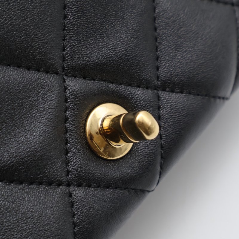 CHANEL 23P羊皮粗鍊單肩包 - 黑金-9