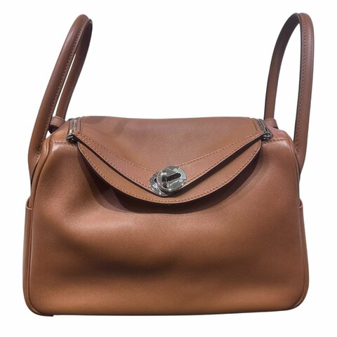 【美收精品】HERMES LINDY 26棕色拼接背帶C刻印 4-865