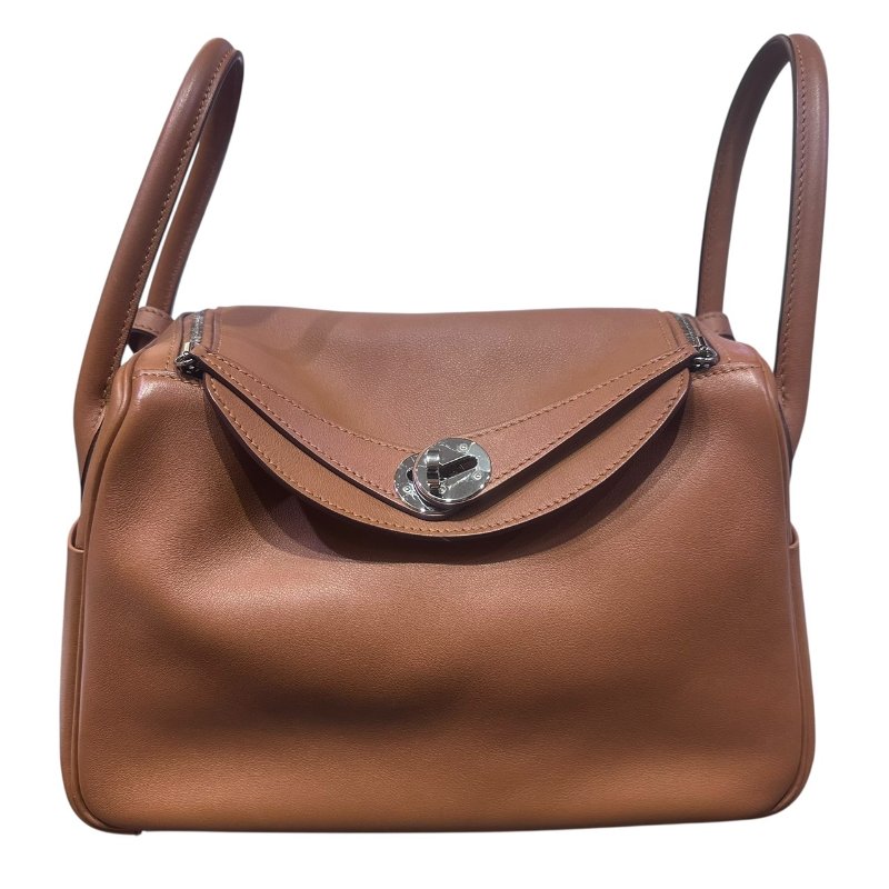 【美收精品】HERMES LINDY 26棕色拼接背帶C刻印 4-865-0