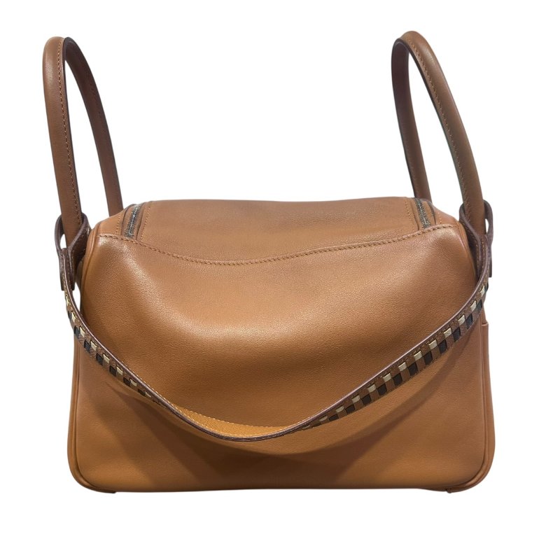 【美收精品】HERMES LINDY 26棕色拼接背帶C刻印 4-865-2