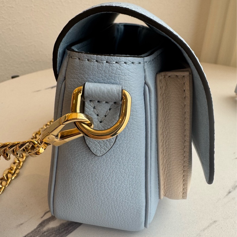 LV藍/白皮革雙層兩用包-2