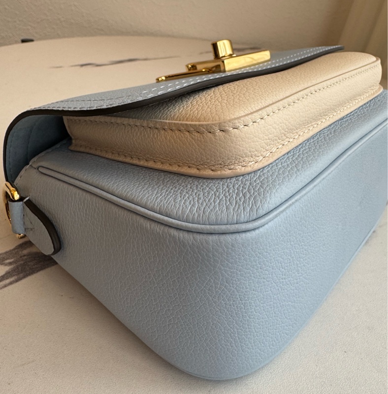 LV藍/白皮革雙層兩用包-8