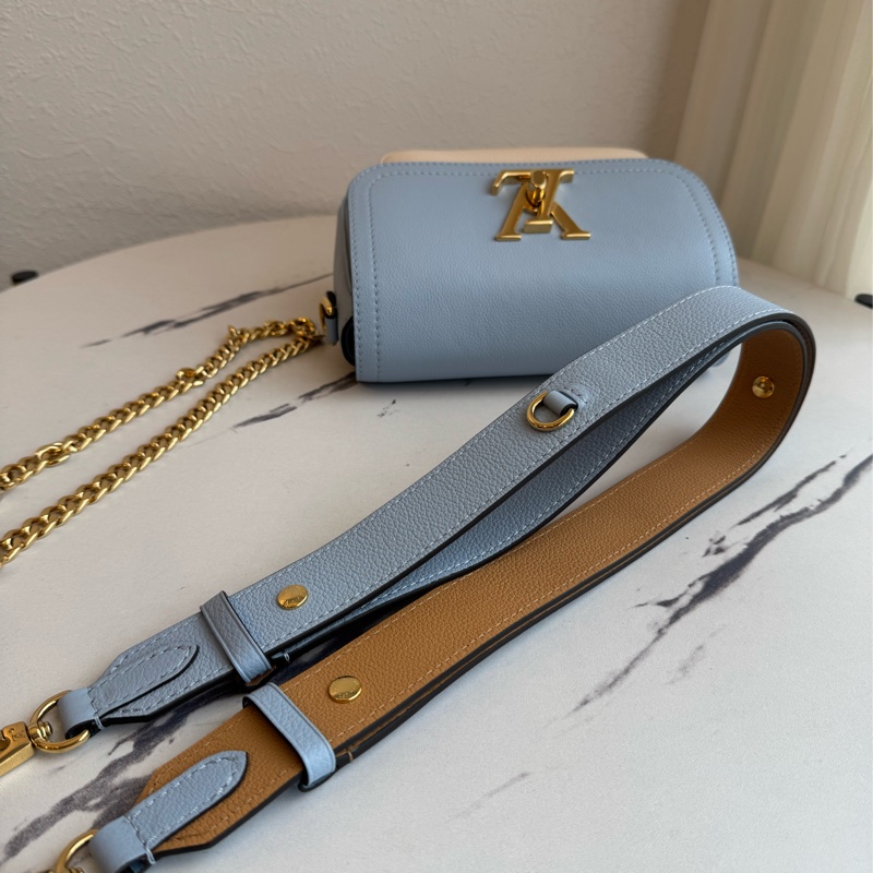 LV藍/白皮革雙層兩用包-37
