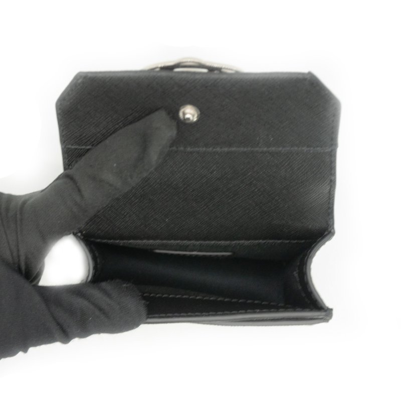 Vivienne Westwood 防刮皮星球銀logo扣式卡包(黑)-4