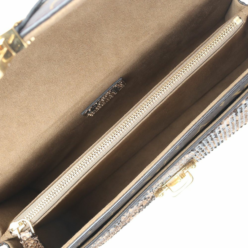 【包稅】LOUIS VUITTON Monogram Python Victorine 金色鏈條翻蓋斜背包 34895Y-6