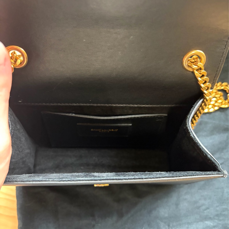 SAINT LAURENT(聖羅蘭) KATE Mini 流蘇 黑色  金扣 鏈帶 可斜背肩背-8