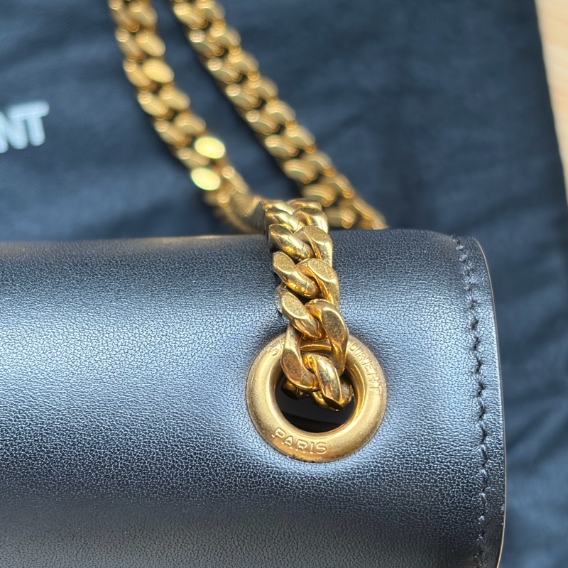 SAINT LAURENT(聖羅蘭) KATE Mini 流蘇 黑色  金扣 鏈帶 可斜背肩背-12